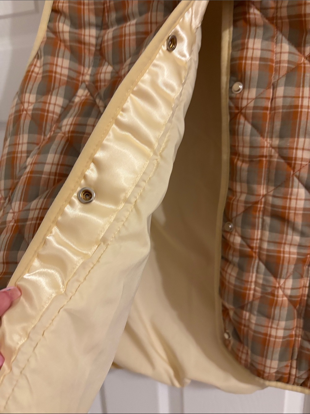 BiBi Plaid Quilted Vest in Yellow and Orange Trim - Picture 4 of 5